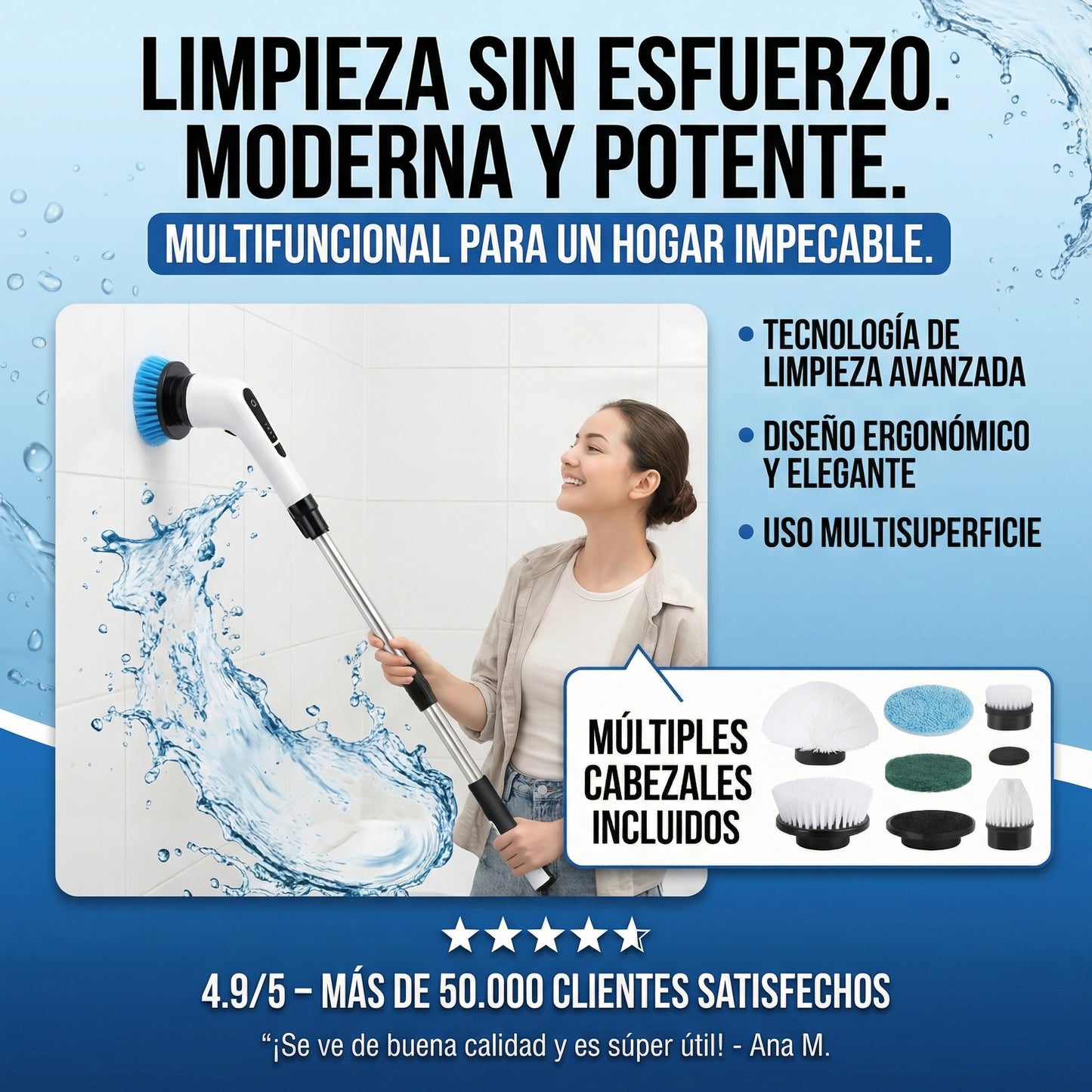 Cepillo de limpieza eléctrico 9 en 1